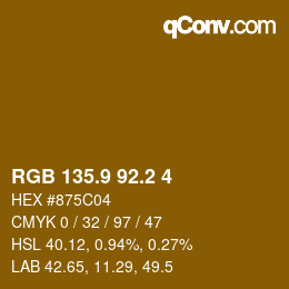 カラーコード: RGB 135.9 92.2 4 | qconv.com