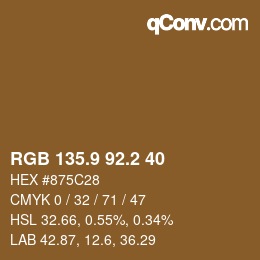 カラーコード: RGB 135.9 92.2 40 | qconv.com