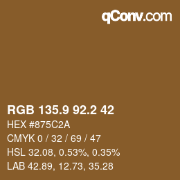 Color code: RGB 135.9 92.2 42 | qconv.com