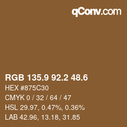 カラーコード: RGB 135.9 92.2 48.6 | qconv.com