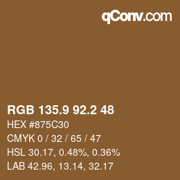 Color code: RGB 135.9 92.2 48 | qconv.com