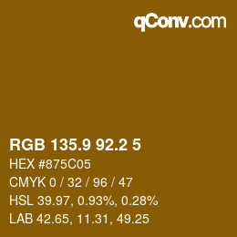 Farbcode: RGB 135.9 92.2 5 | qconv.com