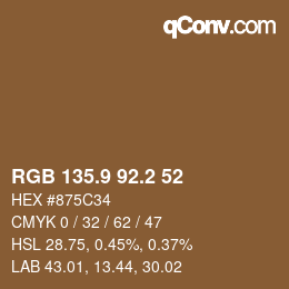 Color code: RGB 135.9 92.2 52 | qconv.com