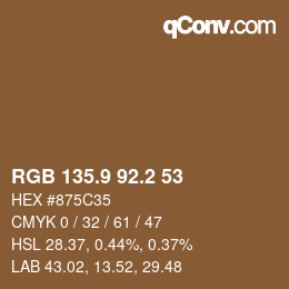 Color code: RGB 135.9 92.2 53 | qconv.com