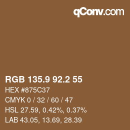 カラーコード: RGB 135.9 92.2 55 | qconv.com