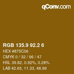カラーコード: RGB 135.9 92.2 6 | qconv.com