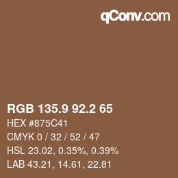 Color code: RGB 135.9 92.2 65 | qconv.com