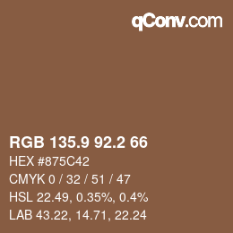 Color code: RGB 135.9 92.2 66 | qconv.com