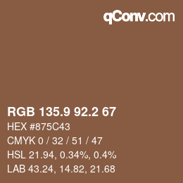 Color code: RGB 135.9 92.2 67 | qconv.com