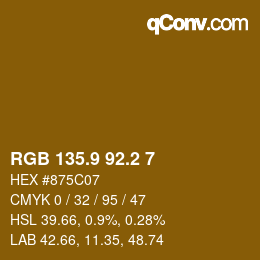 カラーコード: RGB 135.9 92.2 7 | qconv.com