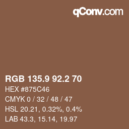 Color code: RGB 135.9 92.2 70 | qconv.com