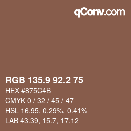 Color code: RGB 135.9 92.2 75 | qconv.com