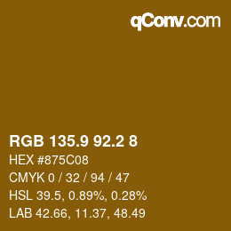 カラーコード: RGB 135.9 92.2 8 | qconv.com