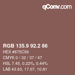 Color code: RGB 135.9 92.2 86 | qconv.com