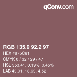 カラーコード: RGB 135.9 92.2 97 | qconv.com