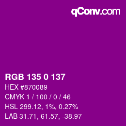 Color code: RGB 135 0 137 | qconv.com