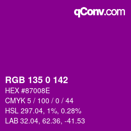 Color code: RGB 135 0 142 | qconv.com