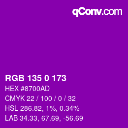 Farbcode: RGB 135 0 173 | qconv.com