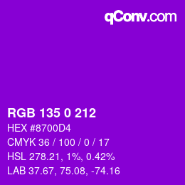 カラーコード: RGB 135 0 212 | qconv.com