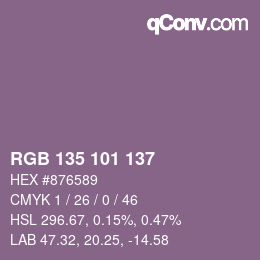 カラーコード: RGB 135 101 137 | qconv.com
