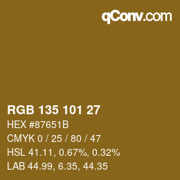 Color code: RGB 135 101 27 | qconv.com