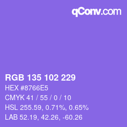 カラーコード: RGB 135 102 229 | qconv.com