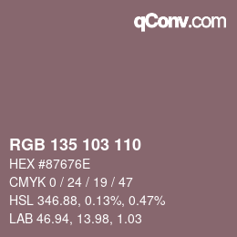 カラーコード: RGB 135 103 110 | qconv.com
