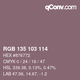 Color code: RGB 135 103 114 | qconv.com