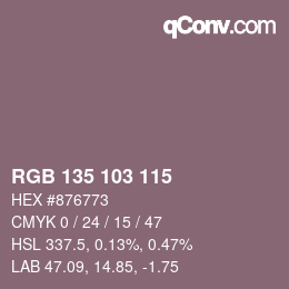 Color code: RGB 135 103 115 | qconv.com