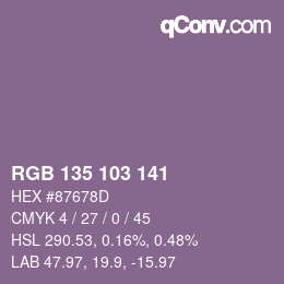 カラーコード: RGB 135 103 141 | qconv.com