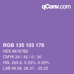 颜色代码: RGB 135 103 178 | qconv.com