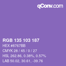 Color code: RGB 135 103 187 | qconv.com