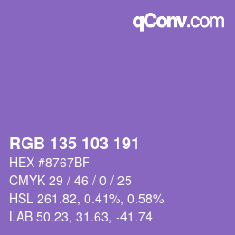カラーコード: RGB 135 103 191 | qconv.com