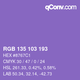 カラーコード: RGB 135 103 193 | qconv.com