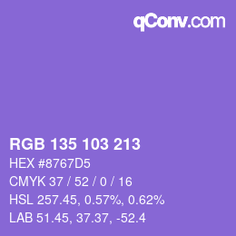 颜色代码: RGB 135 103 213 | qconv.com