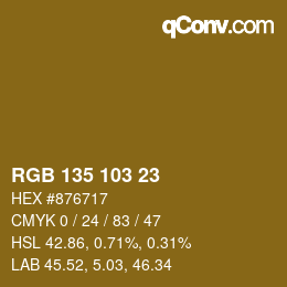 カラーコード: RGB 135 103 23 | qconv.com