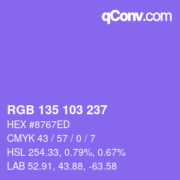 Color code: RGB 135 103 237 | qconv.com