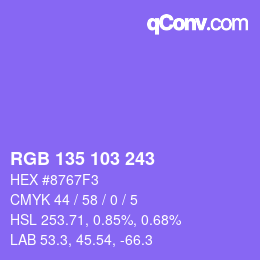 Color code: RGB 135 103 243 | qconv.com