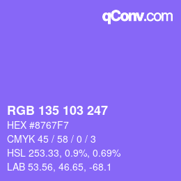 カラーコード: RGB 135 103 247 | qconv.com