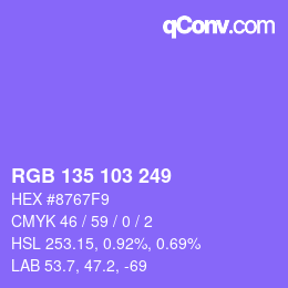 Color code: RGB 135 103 249 | qconv.com