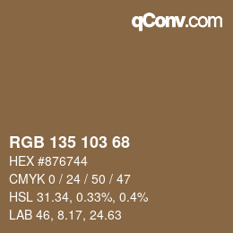 颜色代码: RGB 135 103 68 | qconv.com