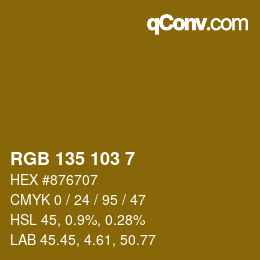 Color code: RGB 135 103 7 | qconv.com