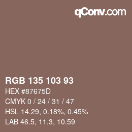カラーコード: RGB 135 103 93 | qconv.com