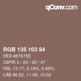 カラーコード: RGB 135 103 94 | qconv.com