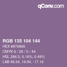 カラーコード: RGB 135 104 144 | qconv.com