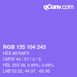 Color code: RGB 135 104 243 | qconv.com