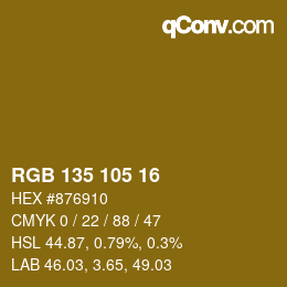 カラーコード: RGB 135 105 16 | qconv.com