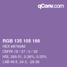 カラーコード: RGB 135 105 166 | qconv.com