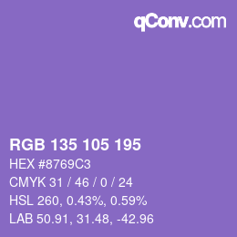 颜色代码: RGB 135 105 195 | qconv.com