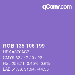 Color code: RGB 135 106 199 | qconv.com